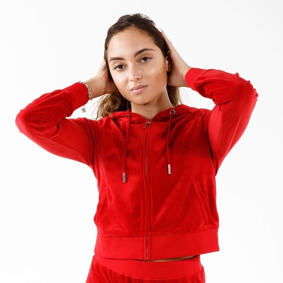 Juicy Couture OG Bling Velour Red Rhinestone Tracksuit HOODIE ONLY Woman’s New - Picture 5 of 5